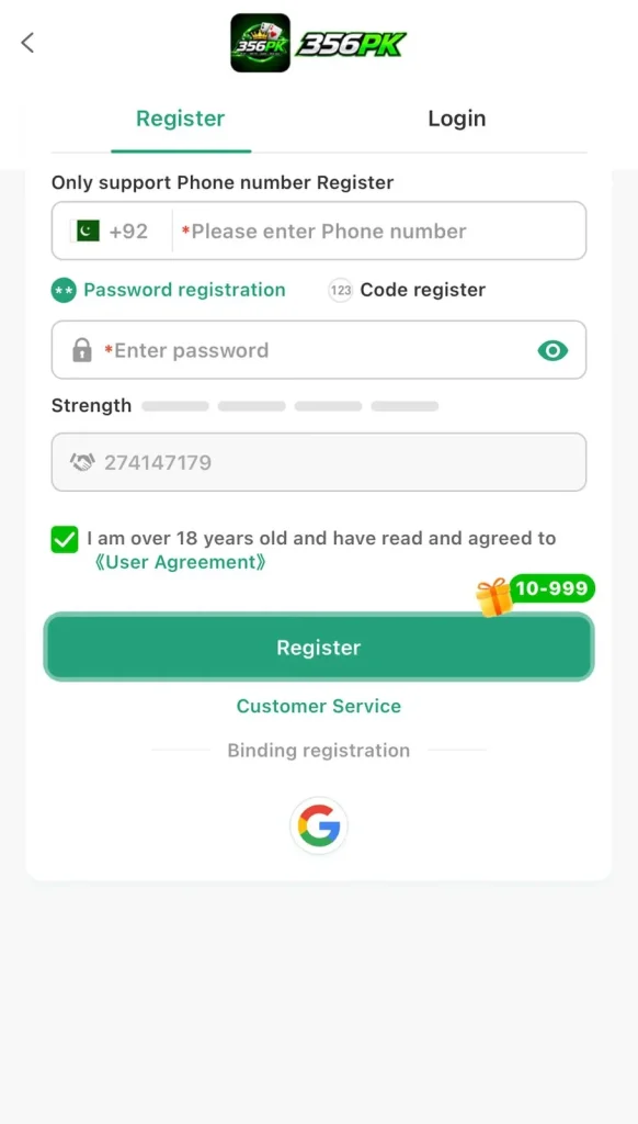 356PK Game Register